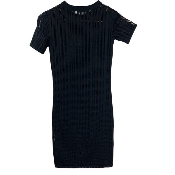 T by Alexander Wang Mesh Overlay Black Bodycon Dress XS LBD Edgy - Picture 2 of 11
